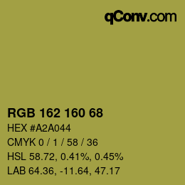 Color code: RGB 162 160 68 | qconv.com