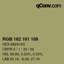 Color code: RGB 162 161 108 | qconv.com