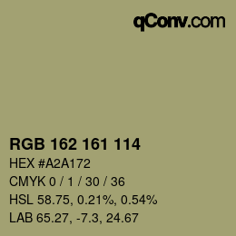 Color code: RGB 162 161 114 | qconv.com