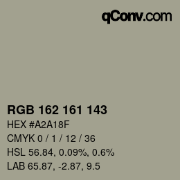 カラーコード: RGB 162 161 143 | qconv.com