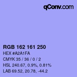 Color code: RGB 162 161 250 | qconv.com