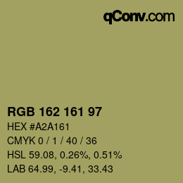 Color code: RGB 162 161 97 | qconv.com