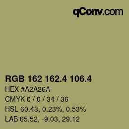 カラーコード: RGB 162 162.4 106.4 | qconv.com