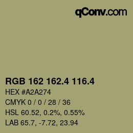 カラーコード: RGB 162 162.4 116.4 | qconv.com