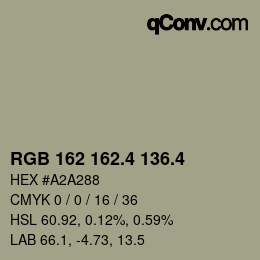 カラーコード: RGB 162 162.4 136.4 | qconv.com