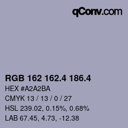 カラーコード: RGB 162 162.4 186.4 | qconv.com