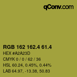 カラーコード: RGB 162 162.4 61.4 | qconv.com