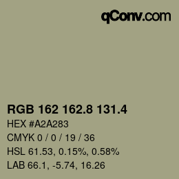 カラーコード: RGB 162 162.8 131.4 | qconv.com