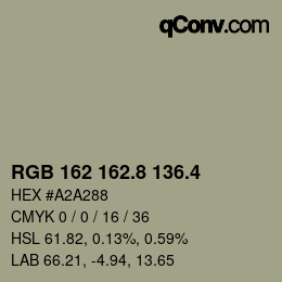 カラーコード: RGB 162 162.8 136.4 | qconv.com