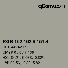 カラーコード: RGB 162 162.8 151.4 | qconv.com