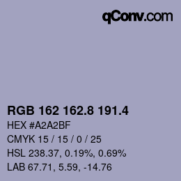 カラーコード: RGB 162 162.8 191.4 | qconv.com