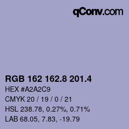 カラーコード: RGB 162 162.8 201.4 | qconv.com