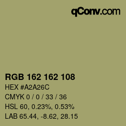 Color code: RGB 162 162 108 | qconv.com