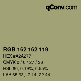 カラーコード: RGB 162 162 119 | qconv.com