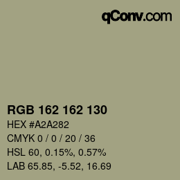 Color code: RGB 162 162 130 | qconv.com