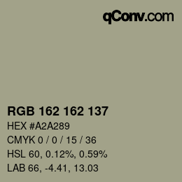 カラーコード: RGB 162 162 137 | qconv.com