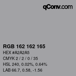 颜色代码: RGB 162 162 165 | qconv.com