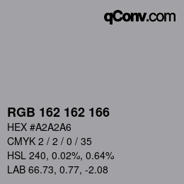 颜色代码: RGB 162 162 166 | qconv.com