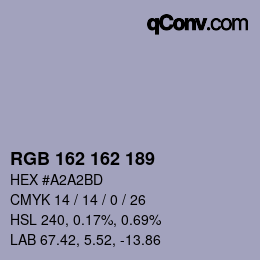 Color code: RGB 162 162 189 | qconv.com