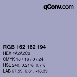 Color code: RGB 162 162 194 | qconv.com