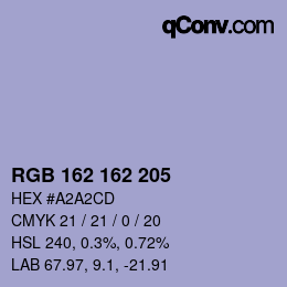 Color code: RGB 162 162 205 | qconv.com