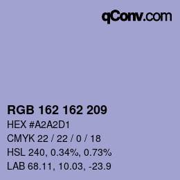 Color code: RGB 162 162 209 | qconv.com
