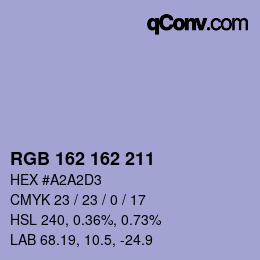 Color code: RGB 162 162 211 | qconv.com
