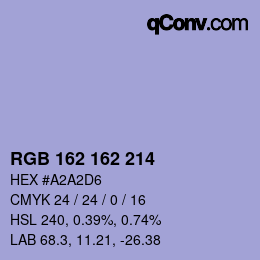 Color code: RGB 162 162 214 | qconv.com