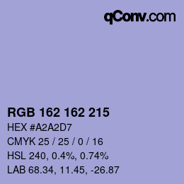 Color code: RGB 162 162 215 | qconv.com
