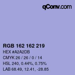 Color code: RGB 162 162 219 | qconv.com