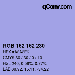 カラーコード: RGB 162 162 230 | qconv.com