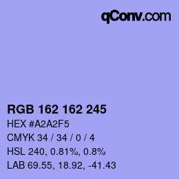 カラーコード: RGB 162 162 245 | qconv.com
