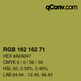 Color code: RGB 162 162 71 | qconv.com