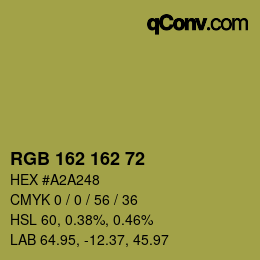 Color code: RGB 162 162 72 | qconv.com