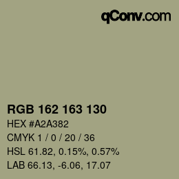 Color code: RGB 162 163 130 | qconv.com