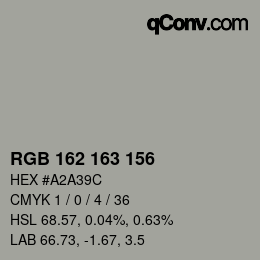 Color code: RGB 162 163 156 | qconv.com