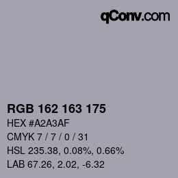 カラーコード: RGB 162 163 175 | qconv.com