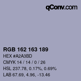 カラーコード: RGB 162 163 189 | qconv.com