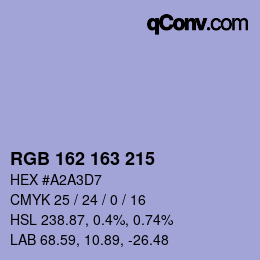 カラーコード: RGB 162 163 215 | qconv.com