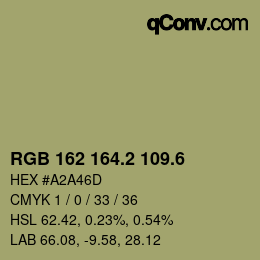 カラーコード: RGB 162 164.2 109.6 | qconv.com