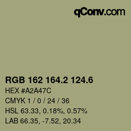 カラーコード: RGB 162 164.2 124.6 | qconv.com