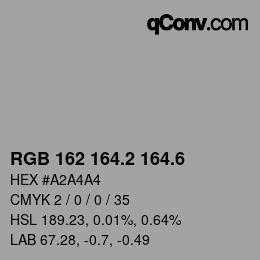 カラーコード: RGB 162 164.2 164.6 | qconv.com