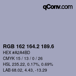 カラーコード: RGB 162 164.2 189.6 | qconv.com