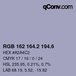 カラーコード: RGB 162 164.2 194.6 | qconv.com