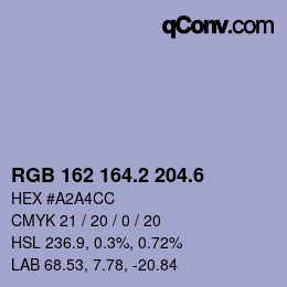 カラーコード: RGB 162 164.2 204.6 | qconv.com