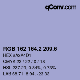 カラーコード: RGB 162 164.2 209.6 | qconv.com