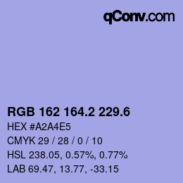 カラーコード: RGB 162 164.2 229.6 | qconv.com