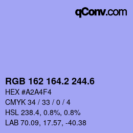 カラーコード: RGB 162 164.2 244.6 | qconv.com