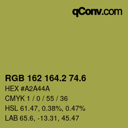 カラーコード: RGB 162 164.2 74.6 | qconv.com