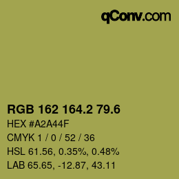 カラーコード: RGB 162 164.2 79.6 | qconv.com